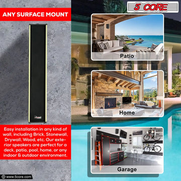 5Core 300W Peak In-Wall Outdoor Stereo System