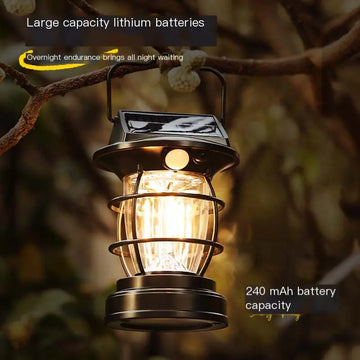 Outdoor Solar-Powered Camping Lantern - Waterproof & Vintage